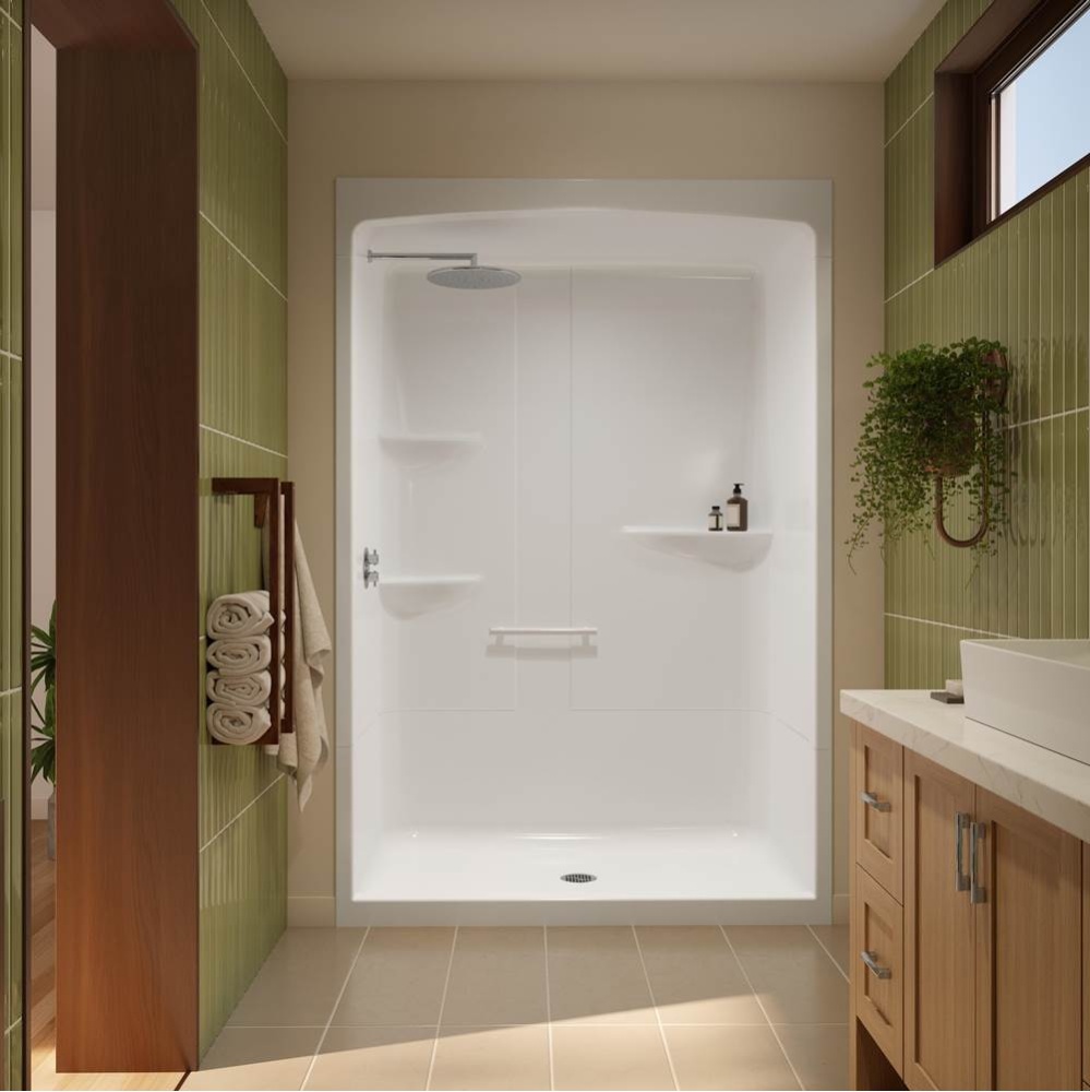 Astley SHR-6034 Acrylic Alcove Left-Hand Drain One-Piece Shower in White