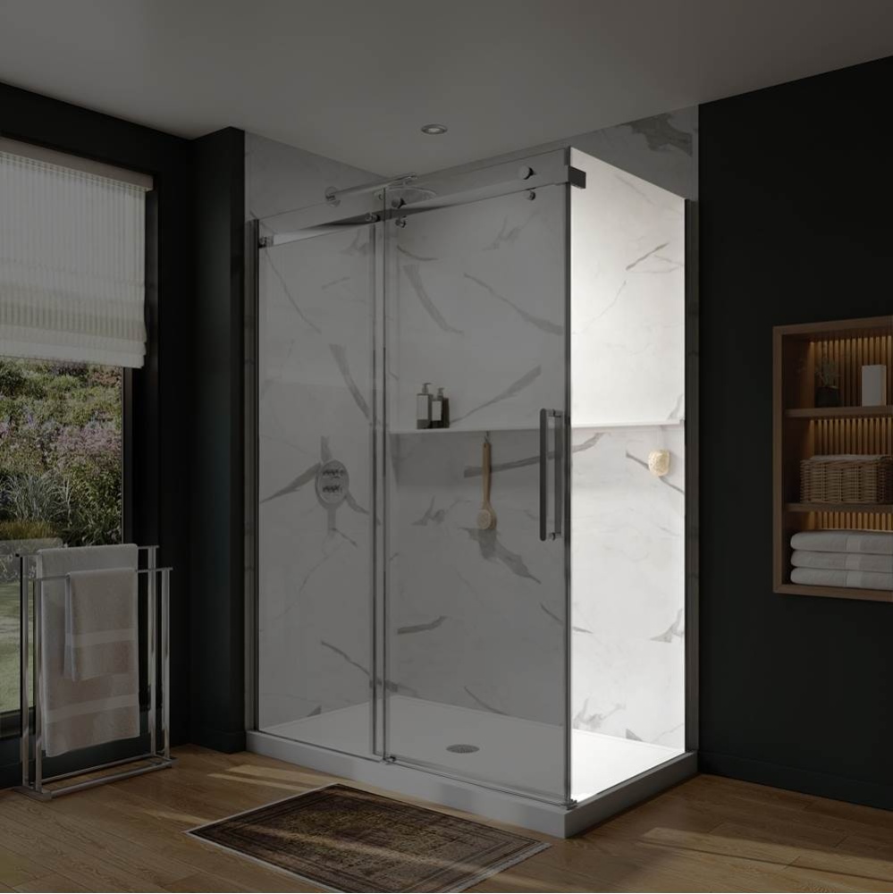 Axion Return Panel for 36 in. Base with Clear glass in Chrome