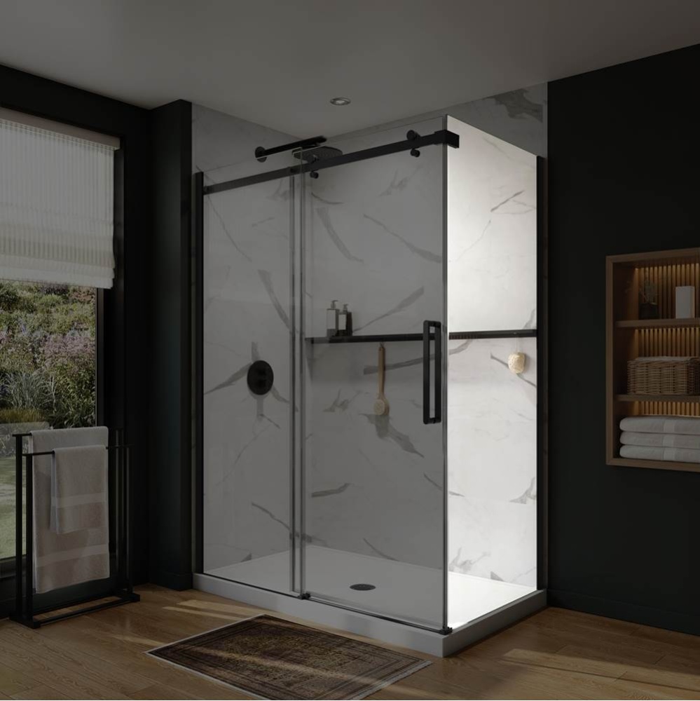 Axion Return Panel for 36 in. Base with Clear glass in Matte Black