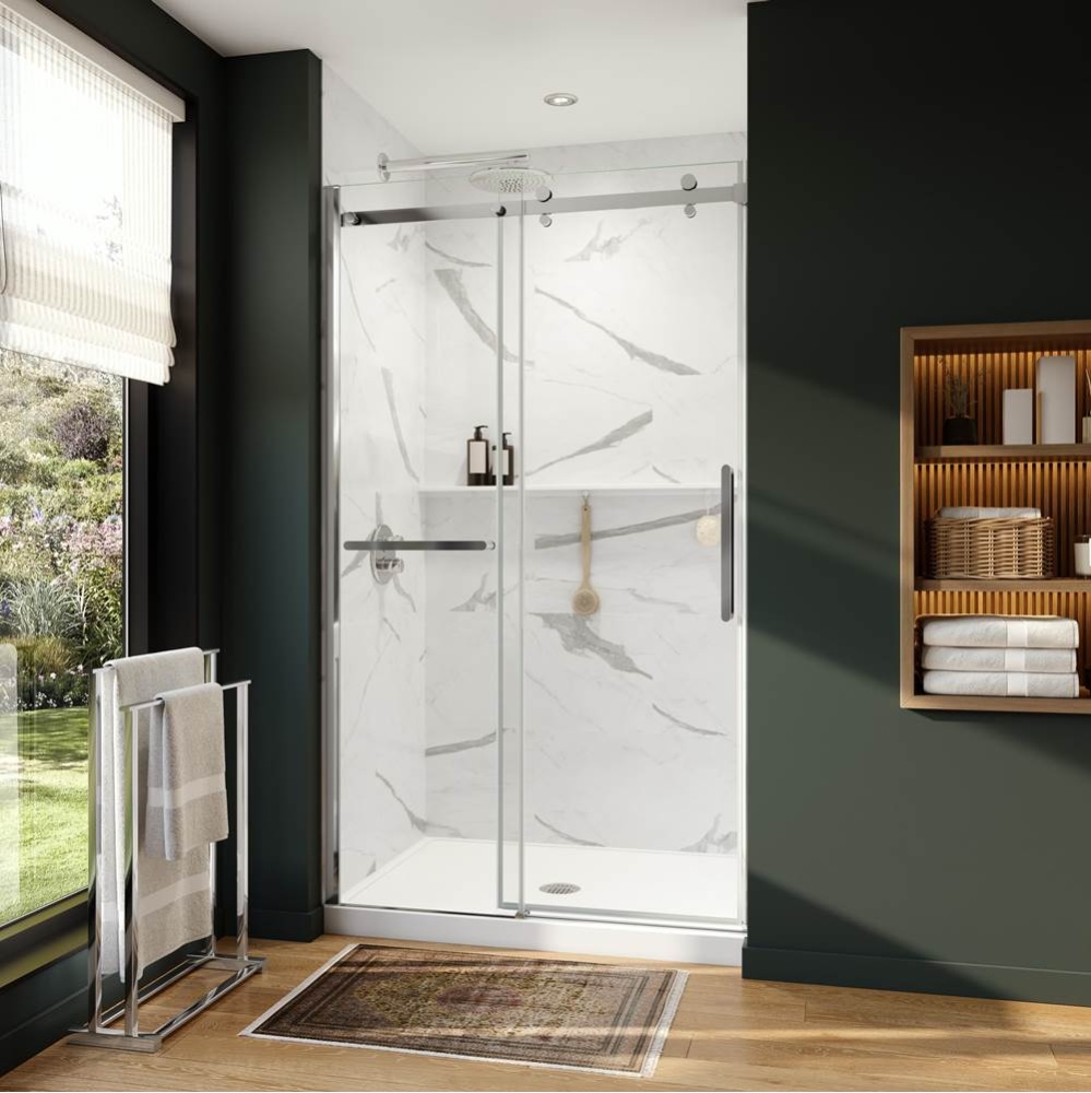 Axion 44 1/2-47 x 78 3/4 in. 8 mm Sliding Shower Door with Towel Bar for Alcove Installation with