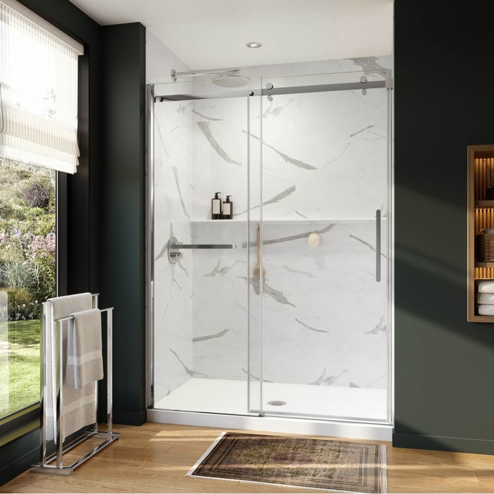 Axion 56 1/2-59 x 78 3/4 in. 8 mm Sliding Shower Door with Towel Bar for Alcove Installation with