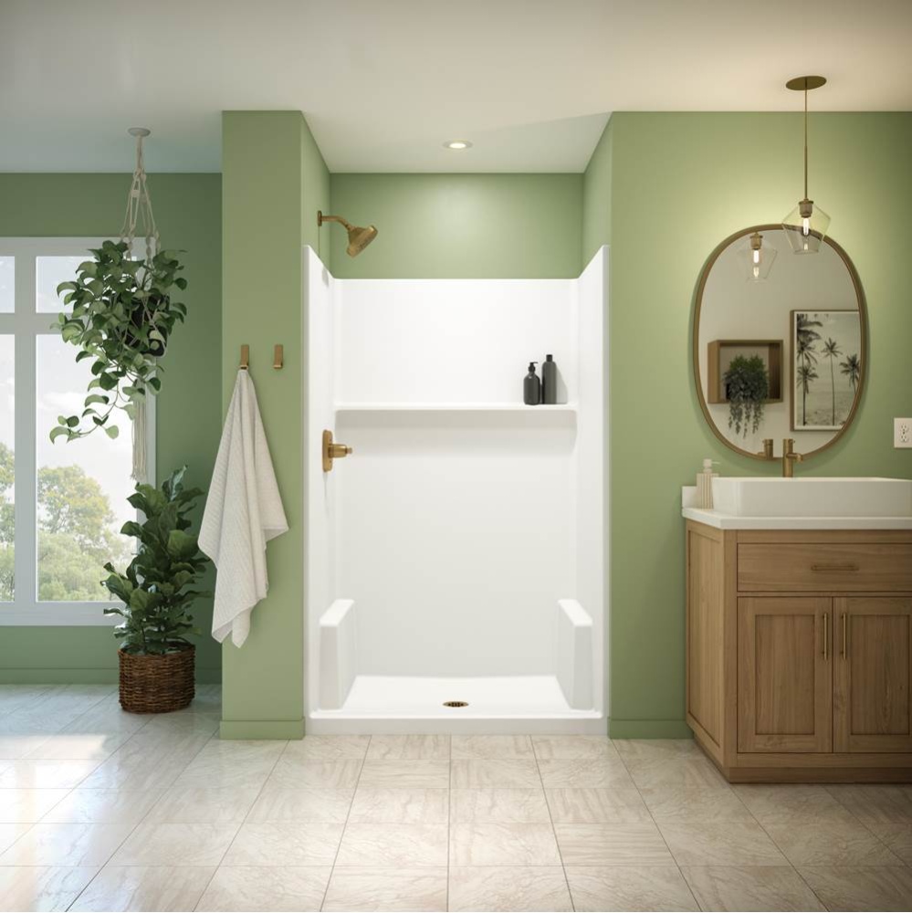 Galatea SH4834 AcrylX™ Alcove Center Drain One-piece Shower in White