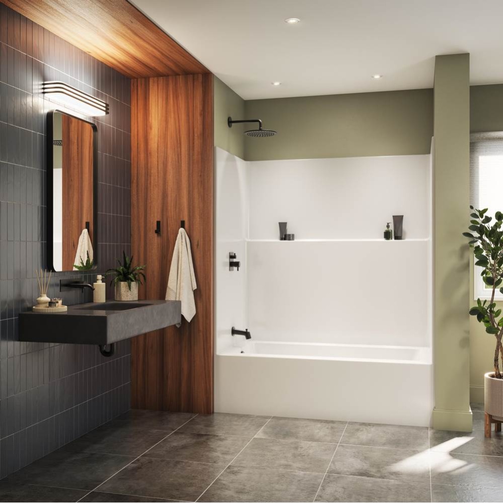 Galatea TS6032 AcrylX™ Alcove Right Hand Drain One-Piece Tub Shower in White