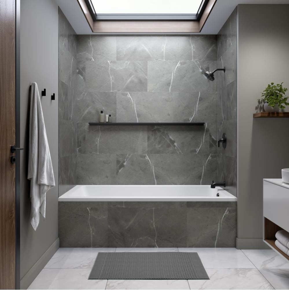 Pia 3672 IF AFR Acrylic Alcove Right-Hand Drain Bathtub in White