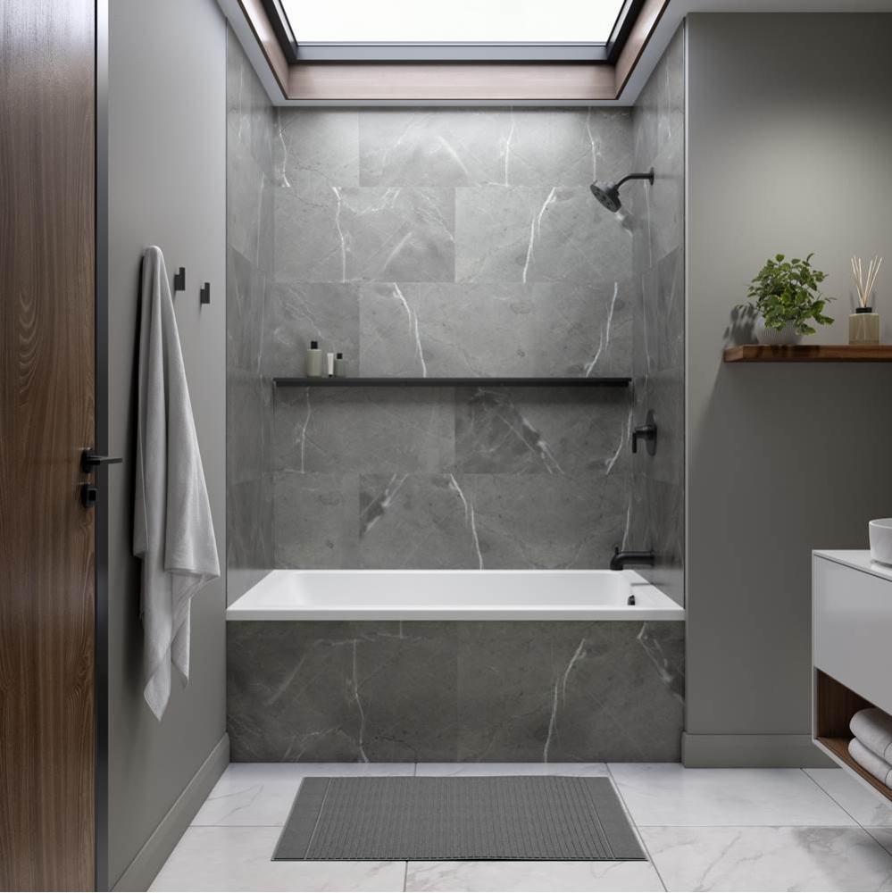 Pia 3660 IF AFR Acrylic Alcove Right-Hand Drain Bathtub in White