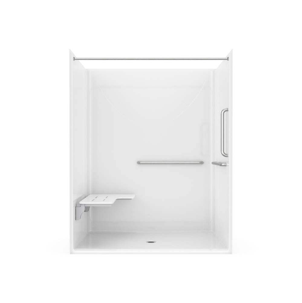 Banff BFS-6036F - ADA/ANSI Compliant AcrylX™ Alcove Center Drain Shower in White with Right L-Sh
