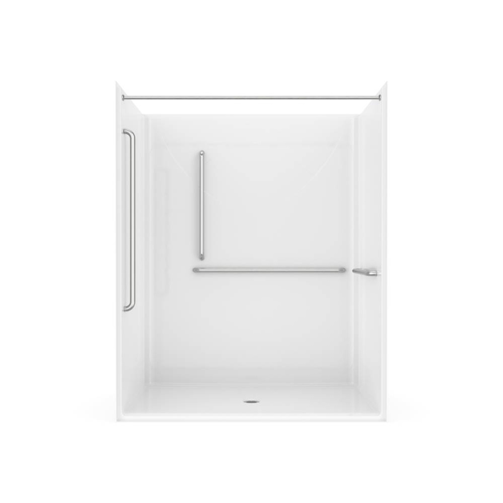 Banff BFS-6036F - CSA Compliant AcrylX™ Alcove Center Drain Shower in White with Left Grab Bars