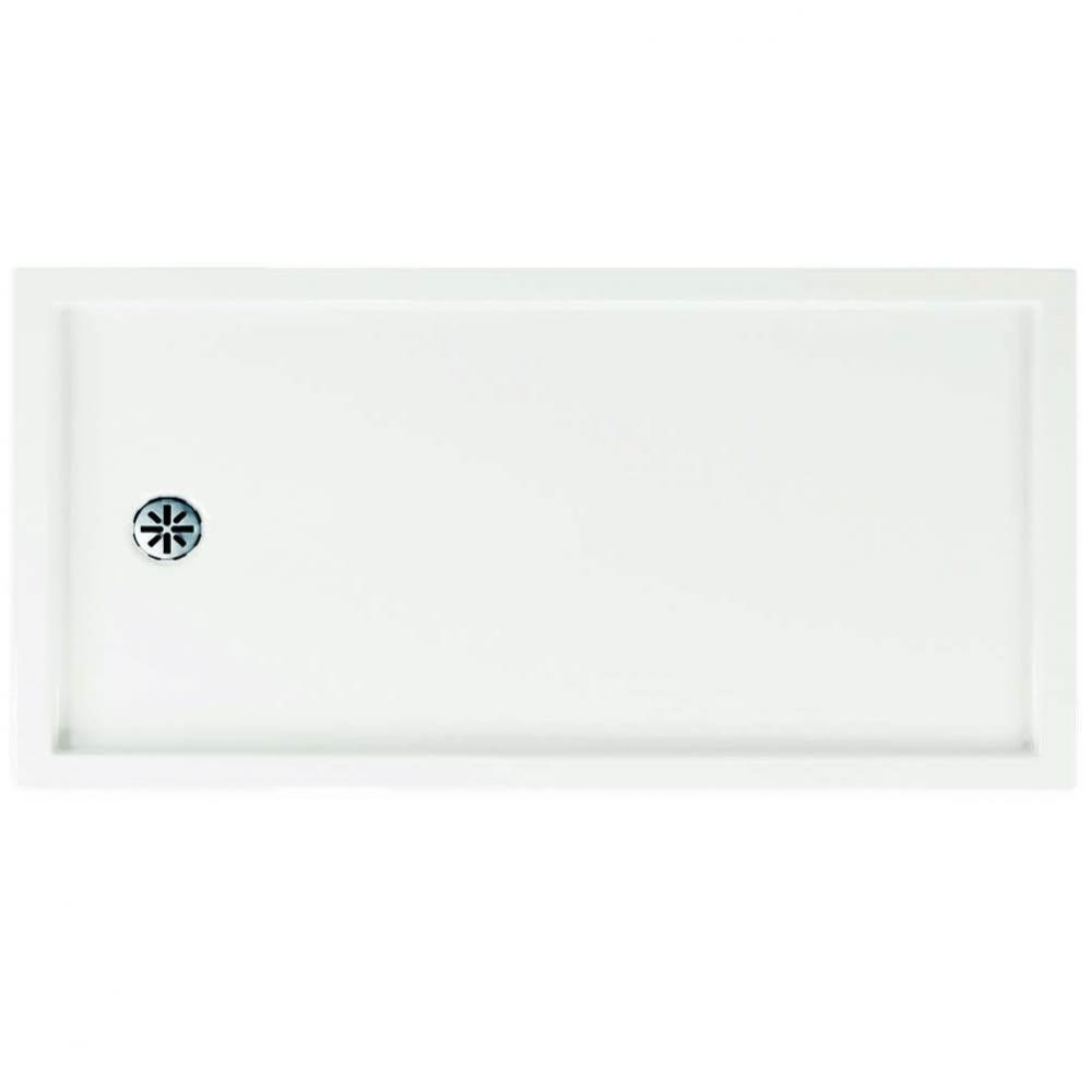 ZEN Leak-barrier shower base 30x60, Left Drain, with tiling flange 3 sides, 60'' Opening