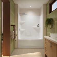 Neptune Entrepreneur Canada 220369-000-001-222 - Astley TS-6032 Acrylic Alcove Right-Hand Drain One-Piece Tub Shower in White