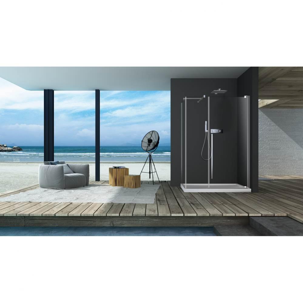 Amaly 548 chrome clear straight shower door + Amaly 36 chrome clear straight side panel