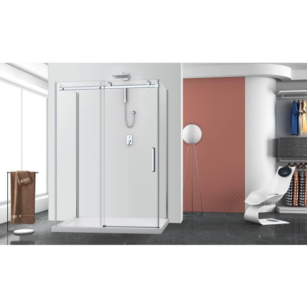 Bellini 48 straight shower door wall closing chrome clair +2x Bellini 42 chrome clear straight sid