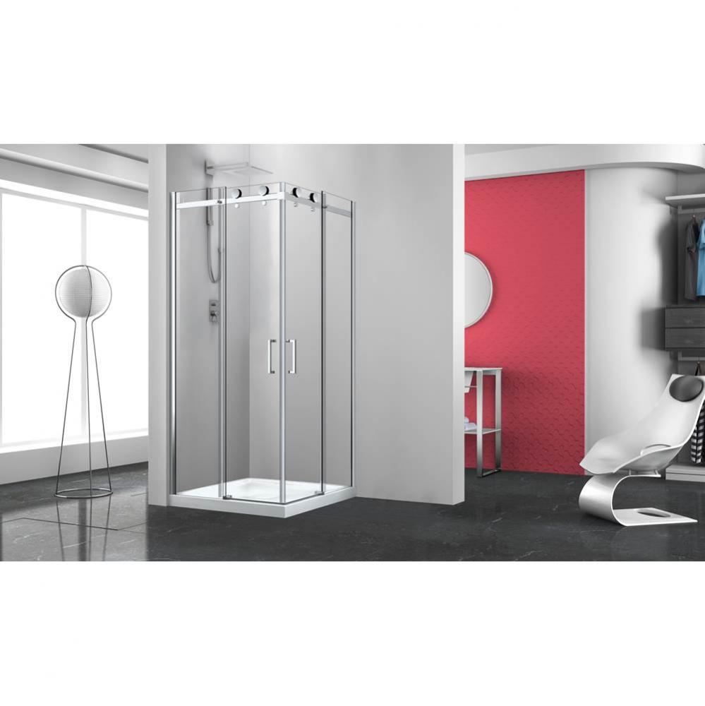 Bellini 42'' x 36'' chrome clear rectangular corner shower door''