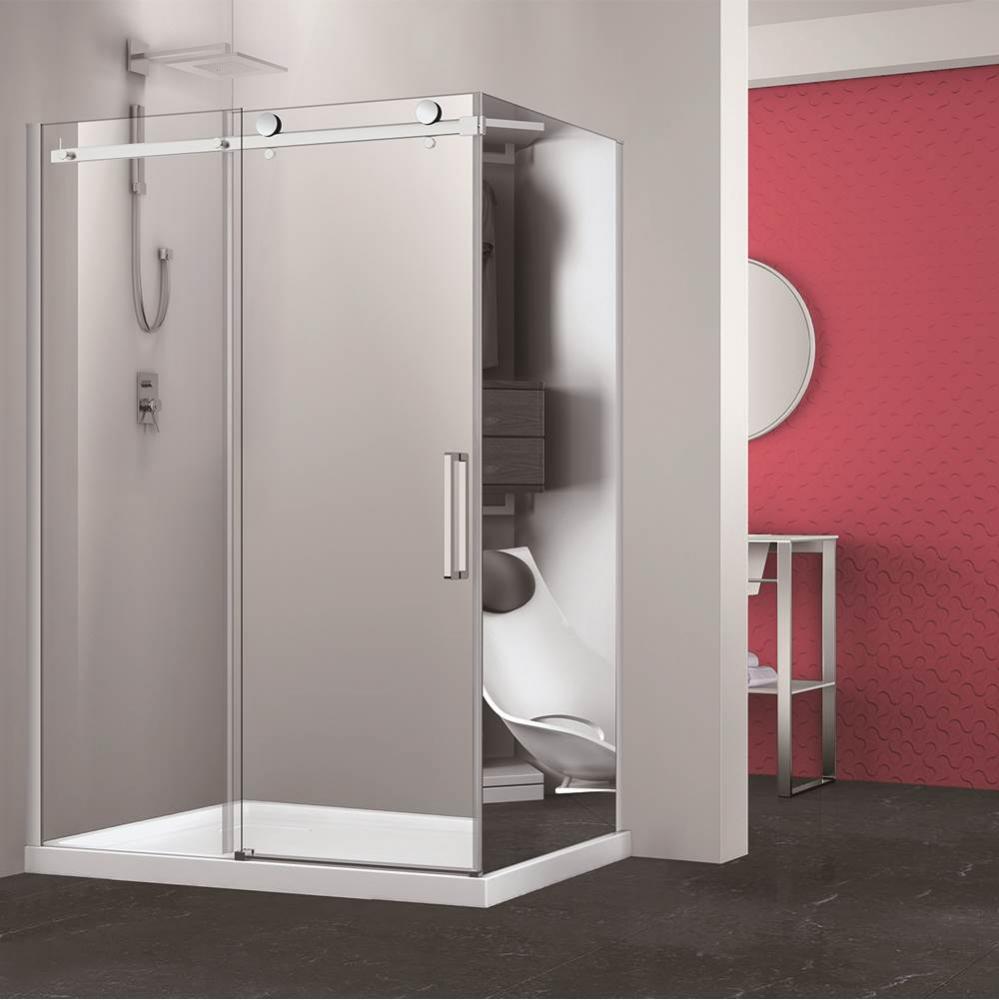 Bellini 48 chrome straight shower door+Bellini 36 chrome MIRROR  RIGHT straight side panel