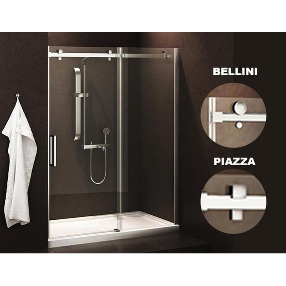 Bellini 60 straight shower door wall closing chrome clear