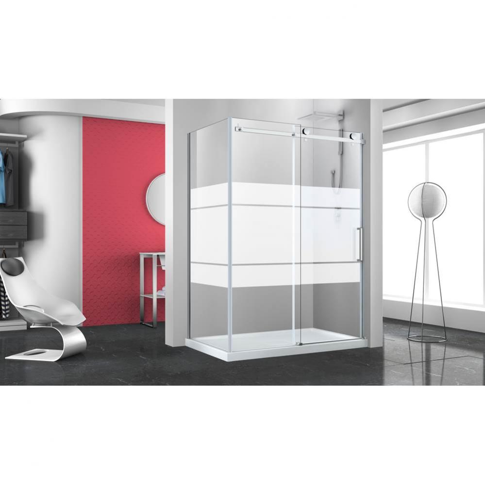 Bellini 48'' chrome FROST Pattern RIGHT shower closing WALL + Bellini 32'' chr