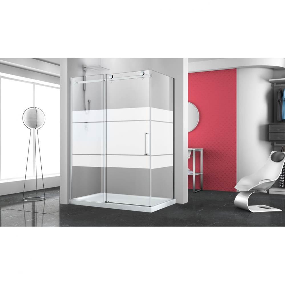 Bellini 60'' chrome FROST patern RIGHT shower + Bellini 32'' chrome FROST pate