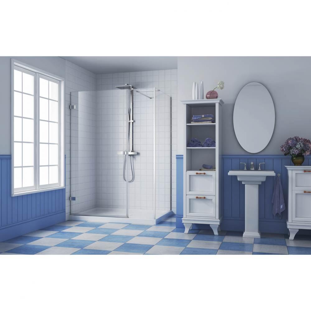 Goccio 60 LEFT chrome clear straight shower door + Goccio 36 chrome clear straight side panel