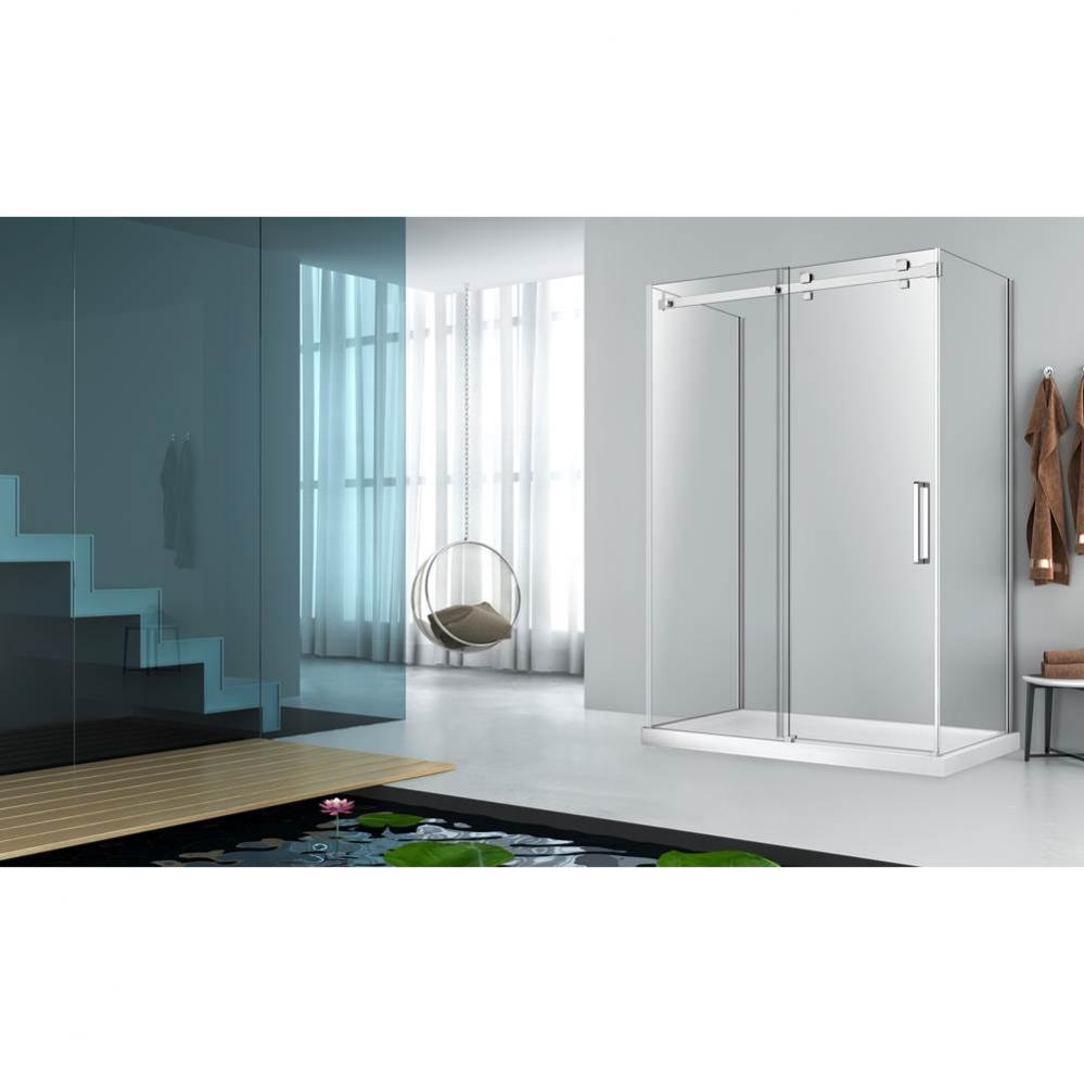 Piazza 60 straight shower door wall closing chrome clear + 2x Piazza 32 chrome clear straight retu