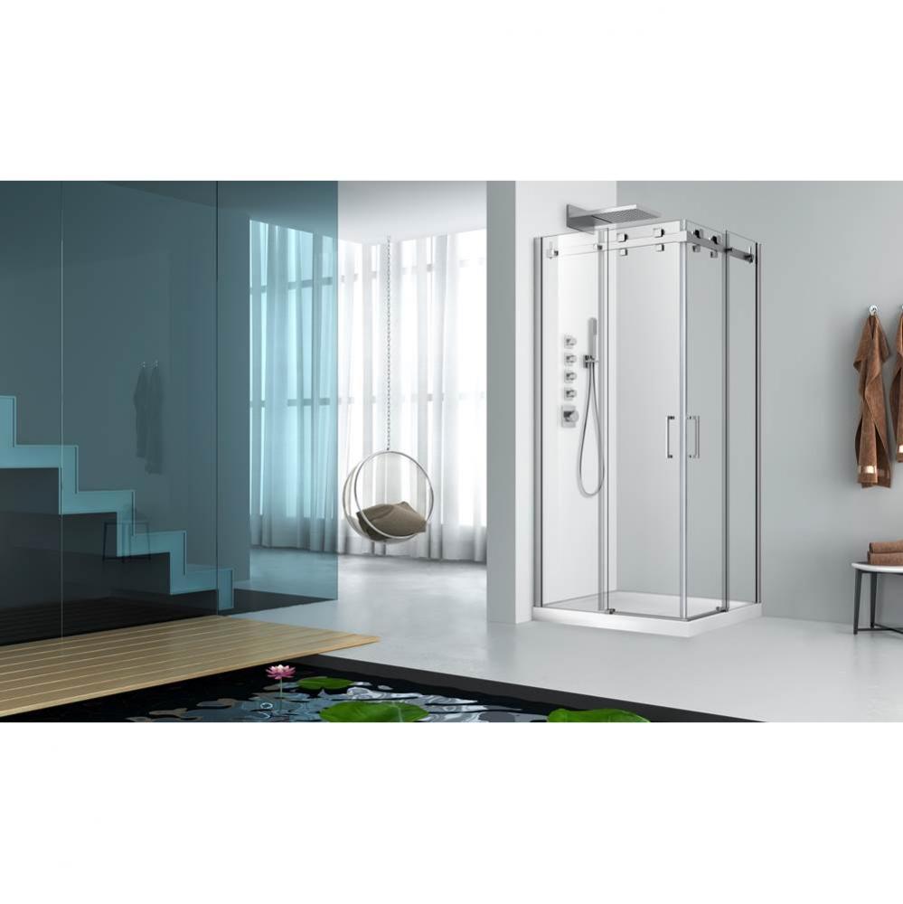 Piazza 42'' x 36'' chrome clear rectangular corner shower door