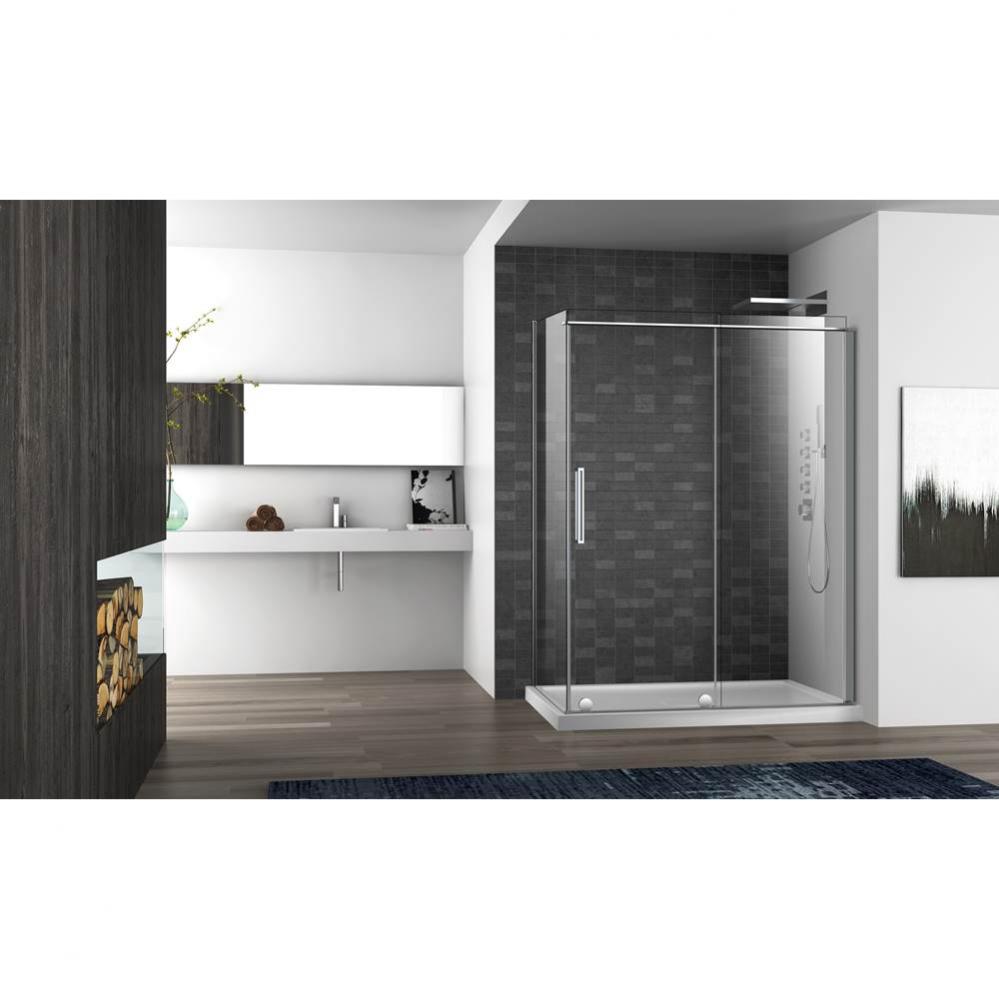 Slim 48 chrome straight shower door + Slim 32 chrome clear straight side panel