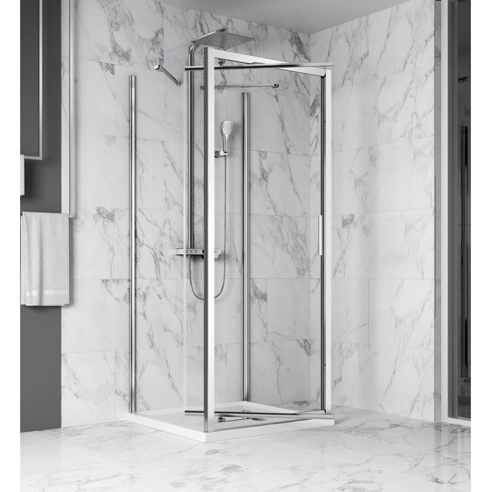 Xenia 32 chrome clear straight shower door + 2x Xenia 32 chrome clear straight return panel