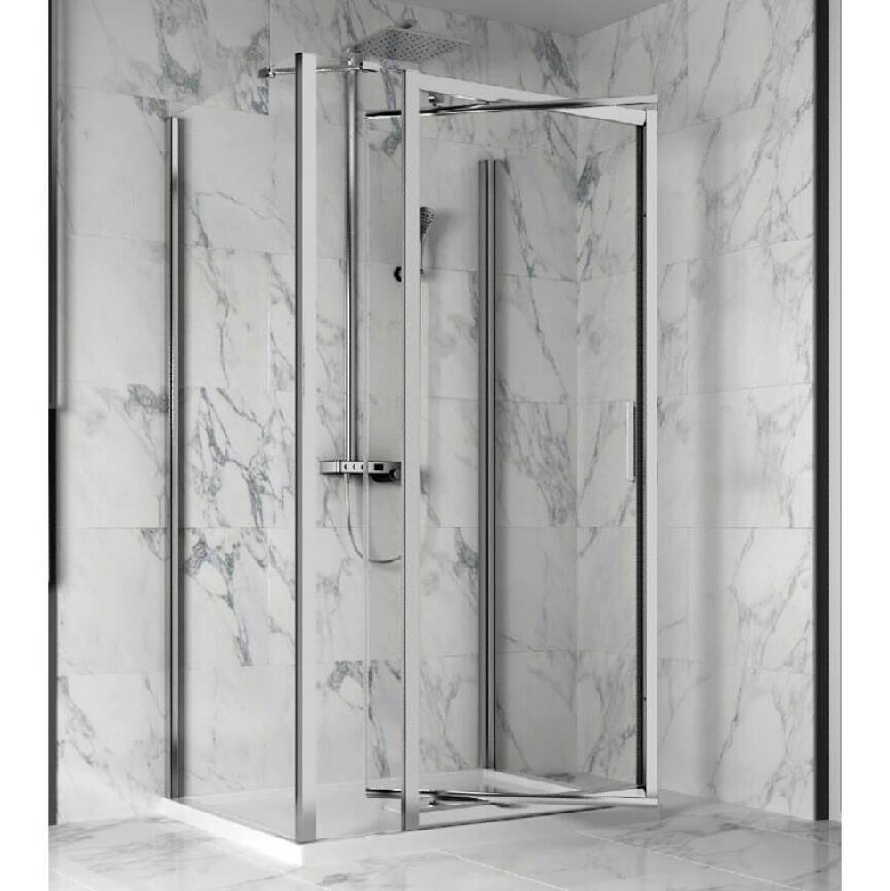 Xenia 48 chrome clear straight shower door + 2x Xenia 32 chrome clear straight return panel