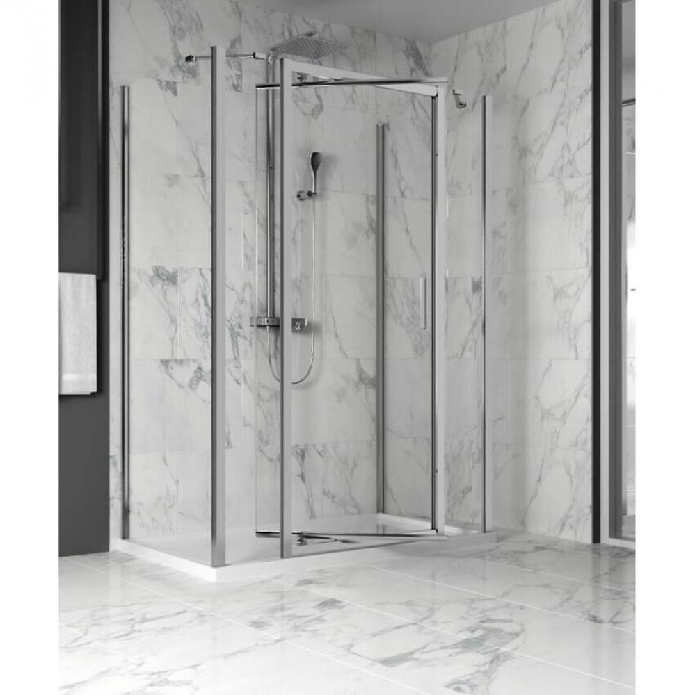 Xenia 48 chrome clear straight shower door 2 fix panel + 2x Xenia 32 chrome clear straight return