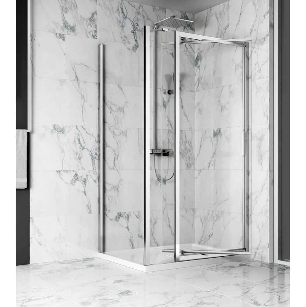 Xenia 48 chrome clear straight shower door + Xenia 32 chrome clear straight return panel