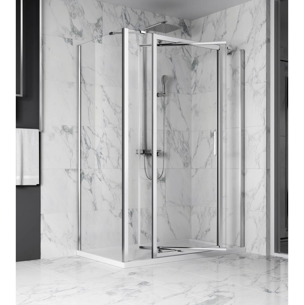 Xenia 48 chrome clear straight shower door 2 fix panel + Xenia 32 chrome clear straight return pan