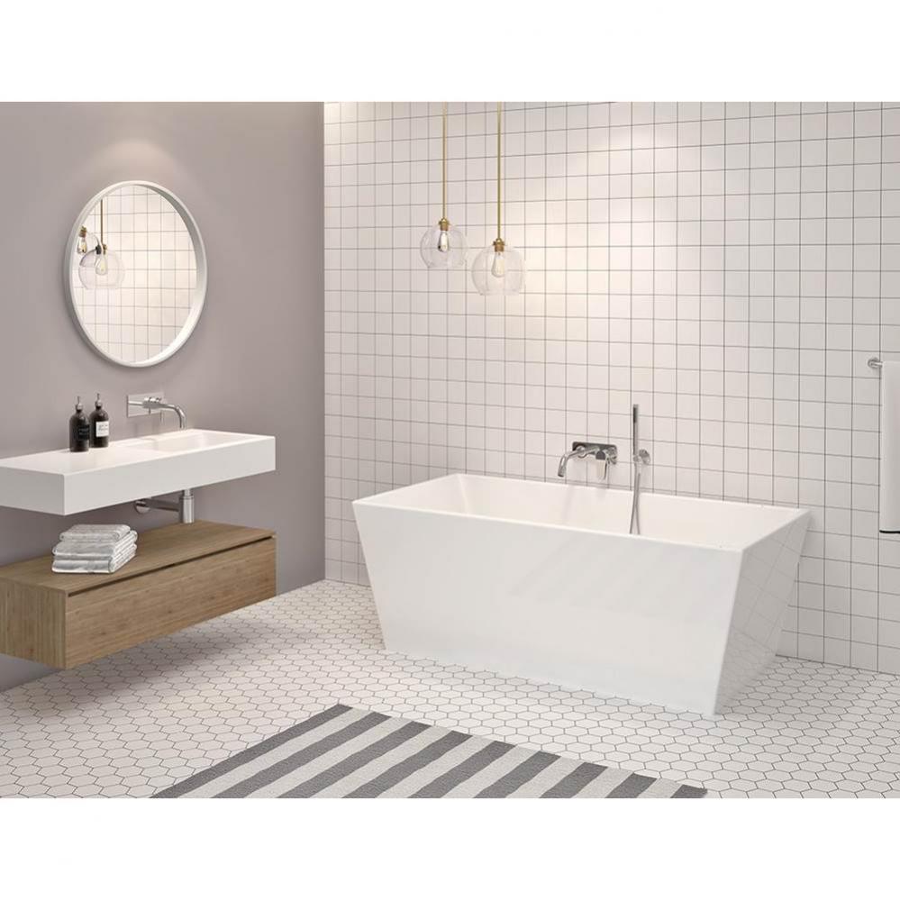 Alya white tub 63'' x 31 1/2 x 23 5/8 chrome OVF Elevation system