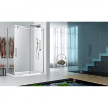 Zitta Canada DPA4800ASTC21+DPA3600PSTG25 - Piazza 48 chrome clear straight shower door + Piazza 36 chrome MIRROR  LEFT straight side panel