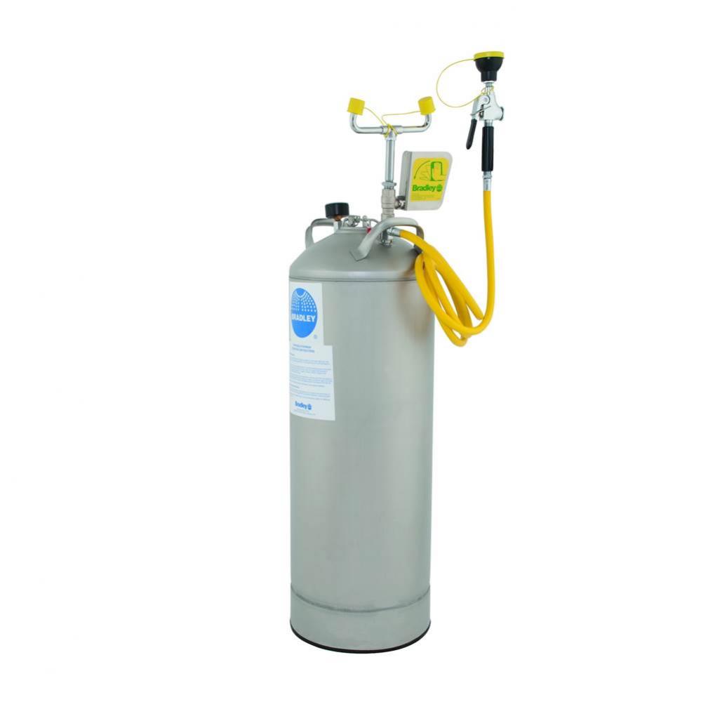 10 Gallon, Pressurized Eye/Face Wash Unit with Eyewash and Drench Hose