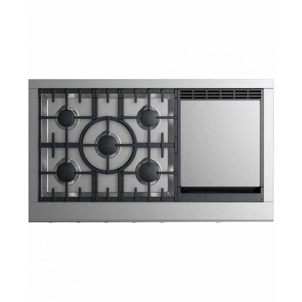 Gas Cooktop , 5 burners with griddle