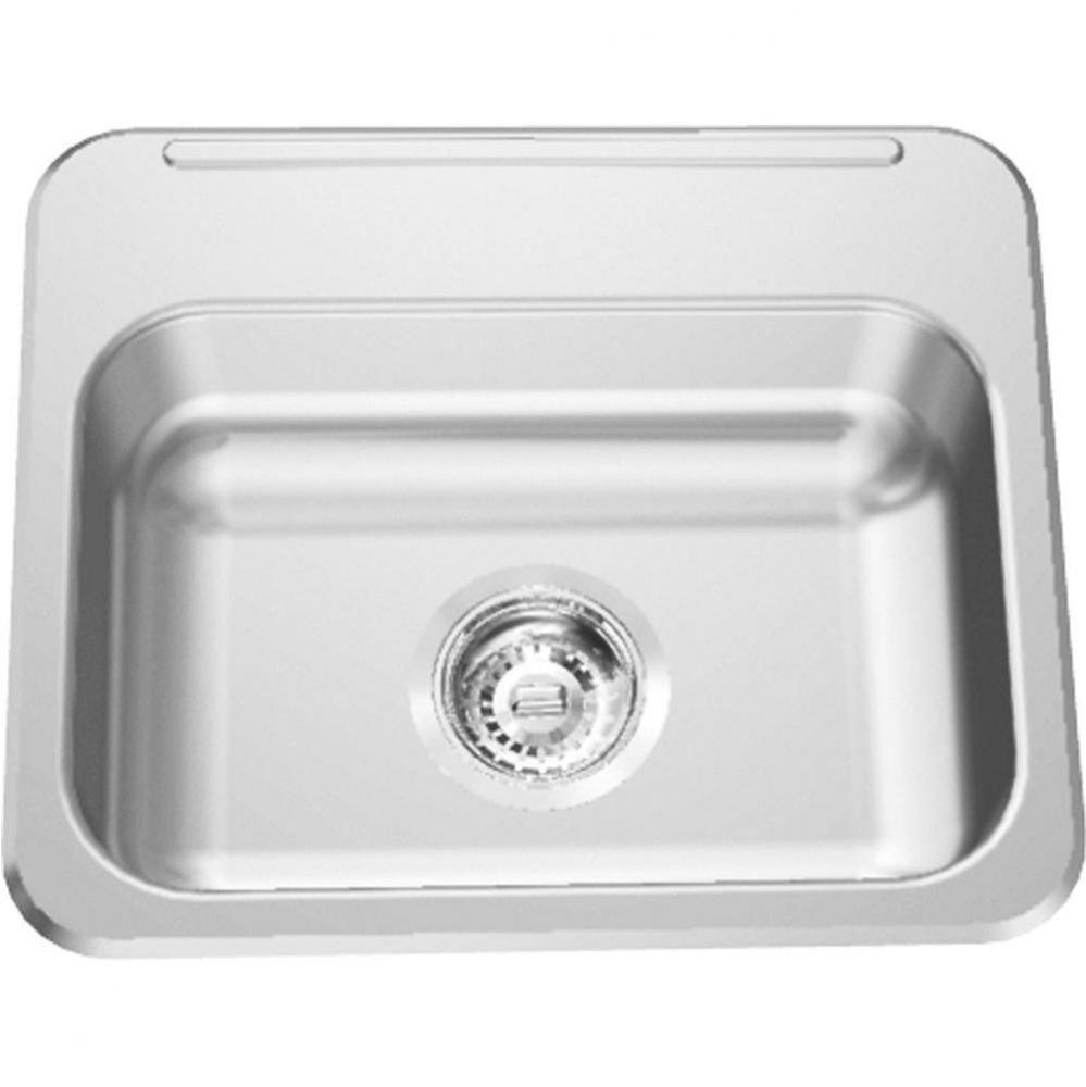 Single Compartment Topmount Sinks - Single, with ledge, 18 gauge