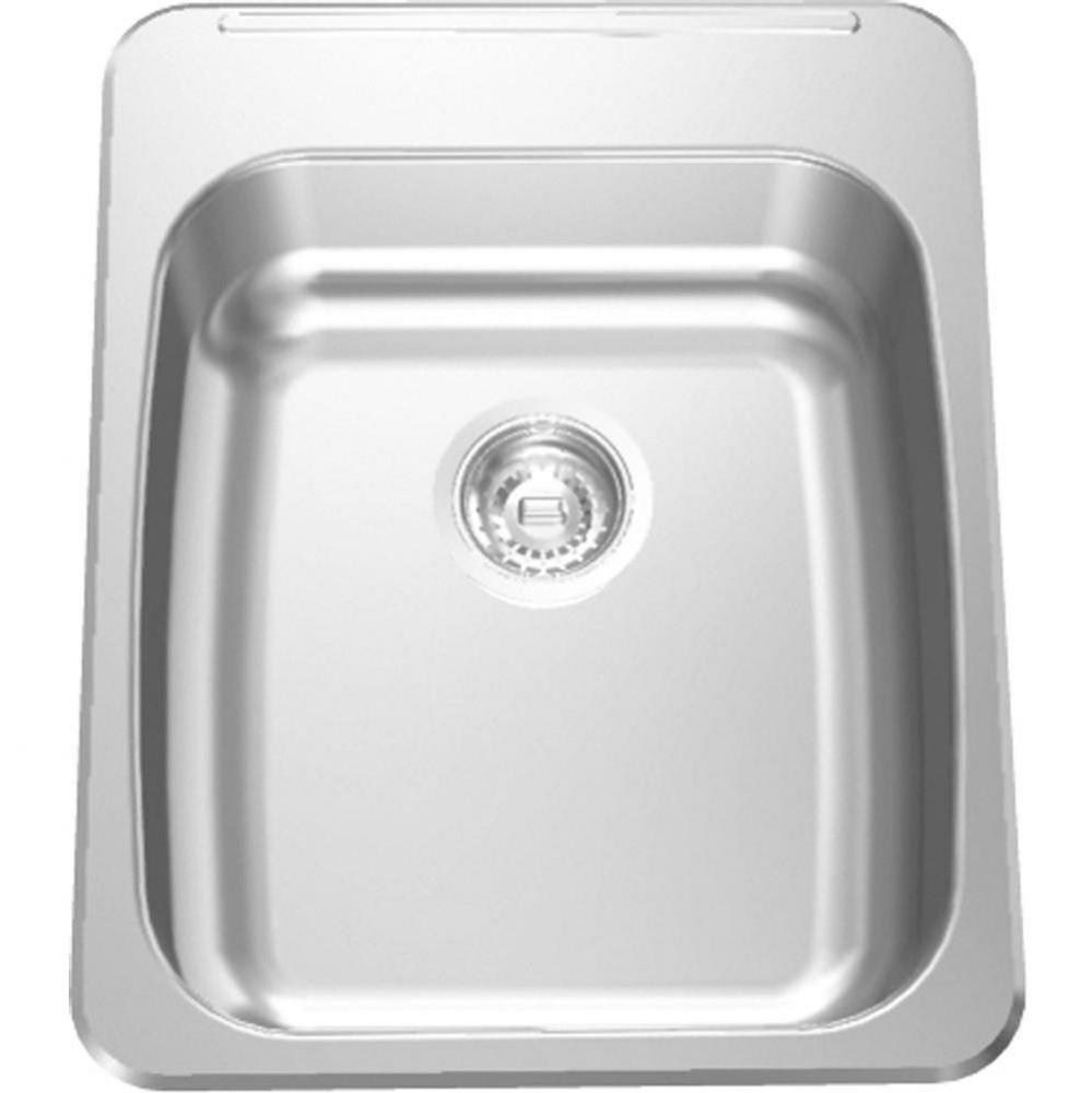 Single Compartment Topmount Sinks - Single, with ledge, 18 gauge