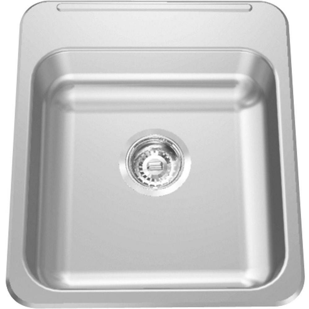 Single Compartment Topmount Sinks - Single, with ledge, 18 gauge