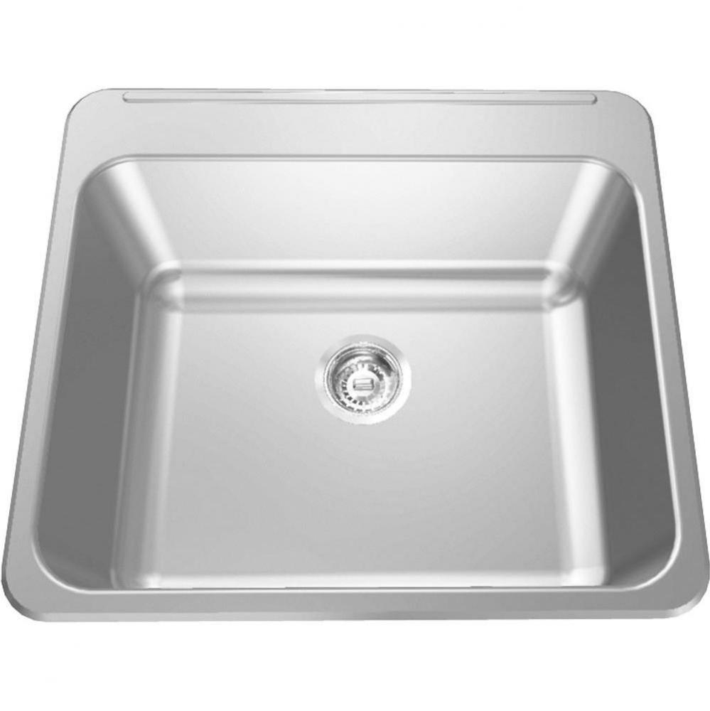 Single Compartment Topmount Sinks - Single, with ledge, 18 gauge