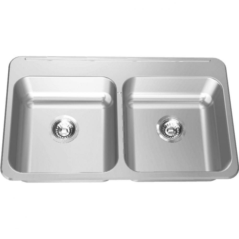 Double Compartment Topmount Sinks - Double, with ledge, 18 gauge