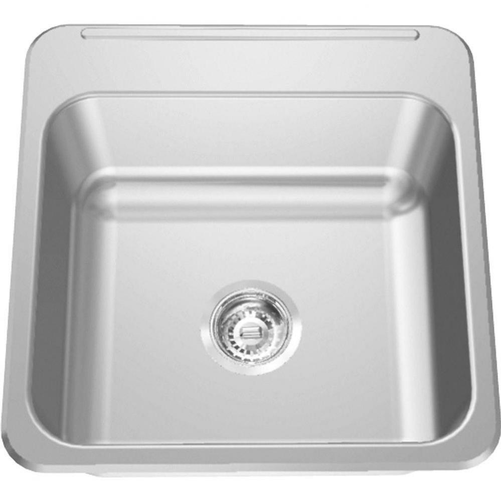 Single Compartment Topmount Sinks - Single, with ledge, 18 gauge