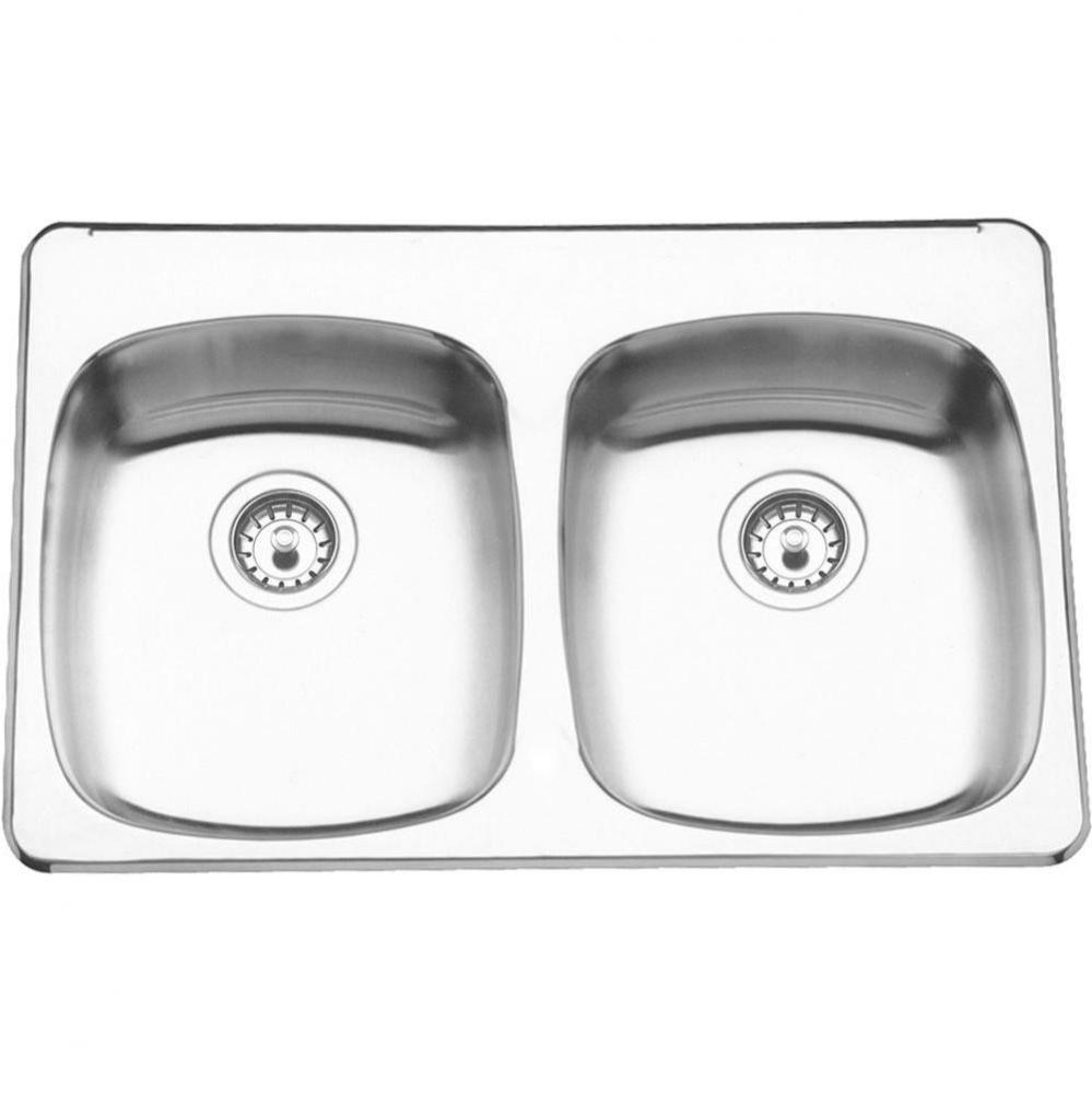 Double Compartment Topmount Sinks - Double, with ledge, 18 gauge