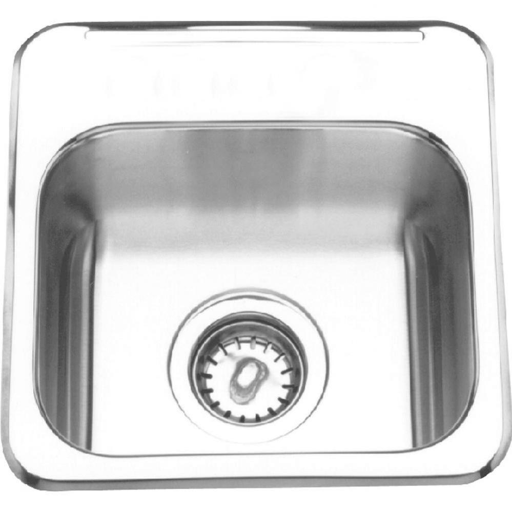 Single Compartment Topmount Sinks - Single, with ledge, 20 gauge