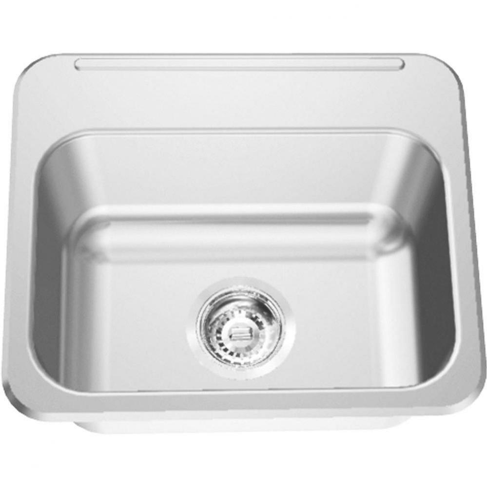 Single Compartment Topmount Sinks - Single, with ledge, 18 gauge