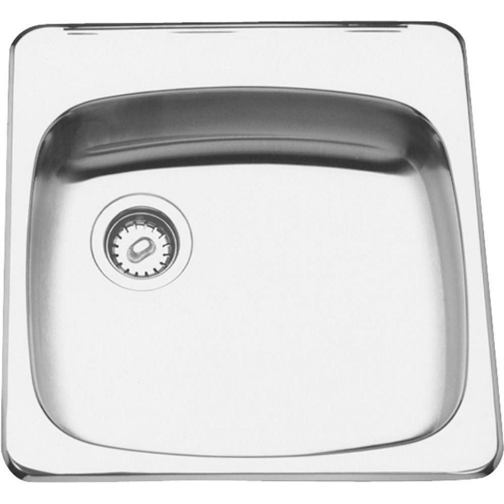 Single Compartment Topmount Sinks - Single, with ledge, 20 gauge