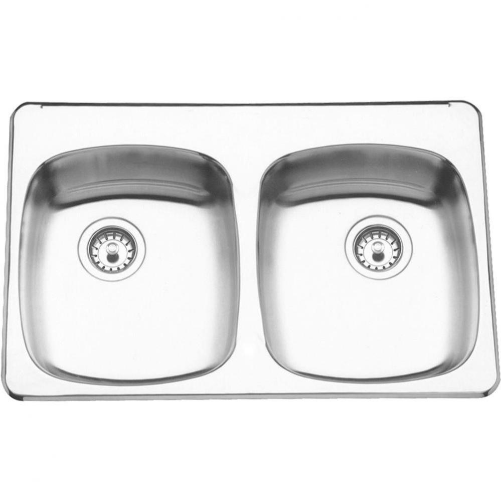 Double Compartment Topmount Sinks - Double, with ledge, 20 gauge