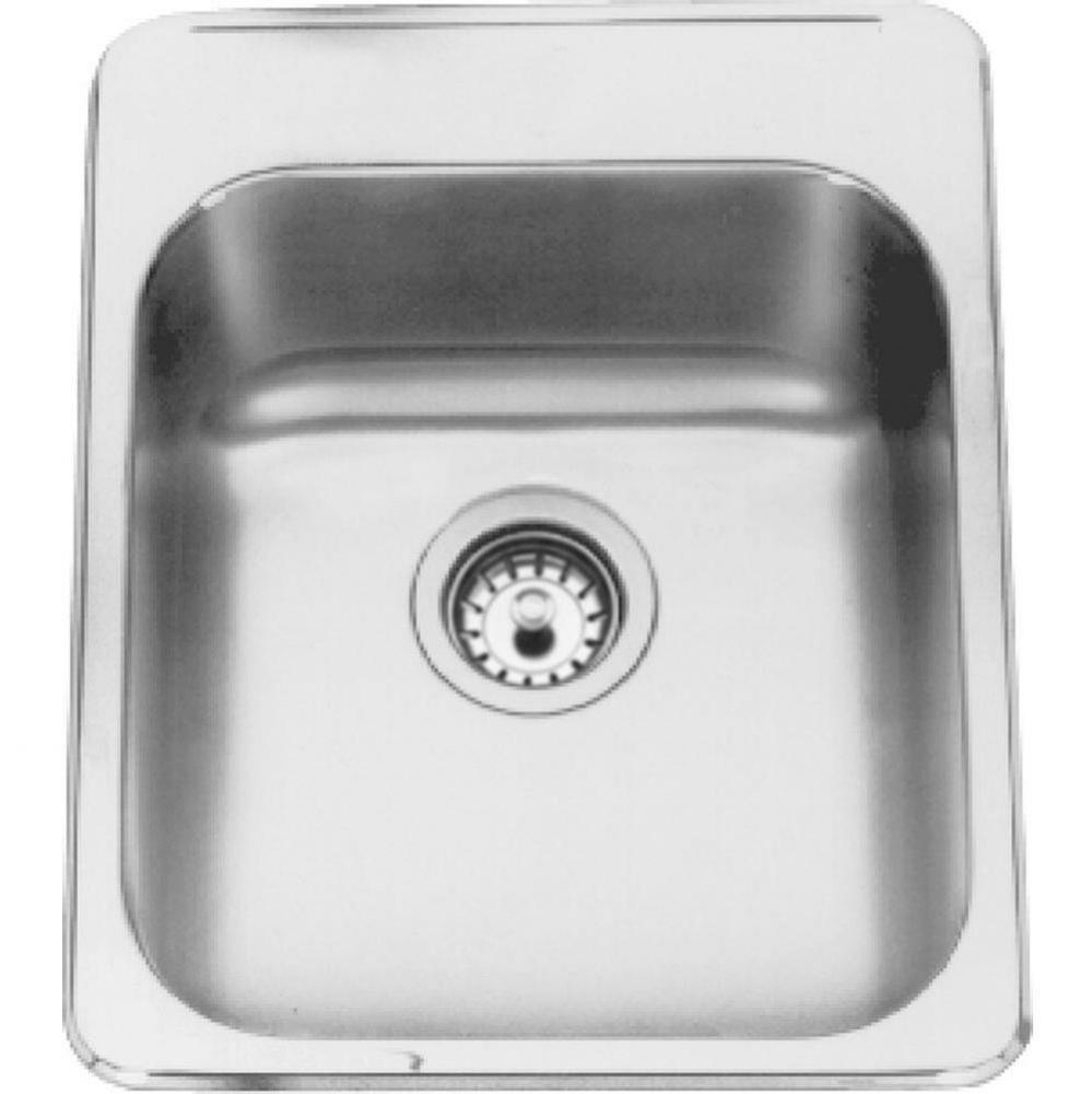 Single Compartment Topmount Sinks - Single, with ledge, 18 gauge