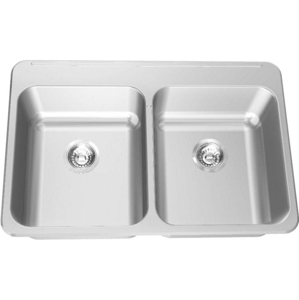 Double Compartment Topmount Sinks - Double, with ledge, 18 gauge