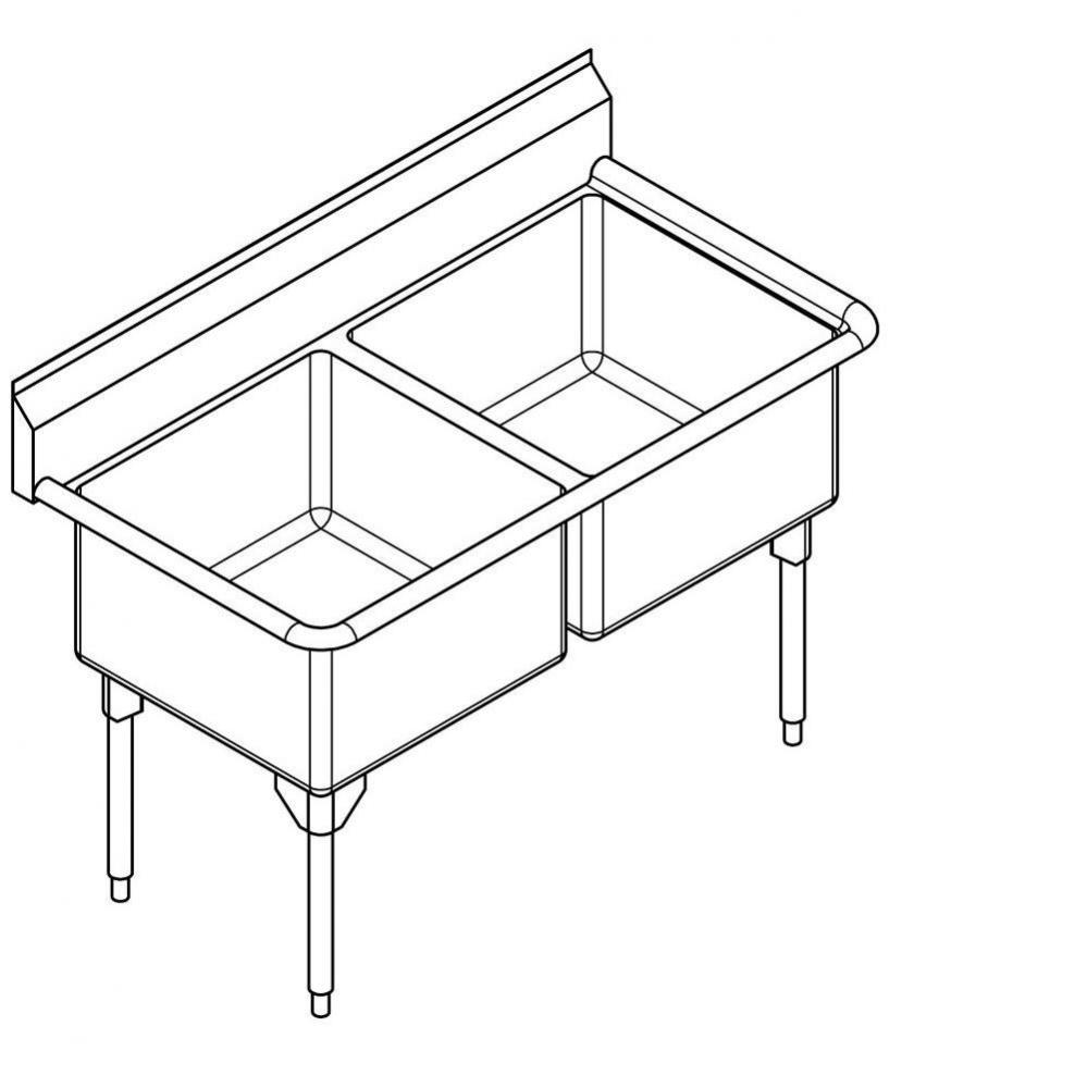 Scullery sinks - World-Class Series, 14 gauge, double compartment