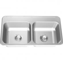 Franke Commercial Canada LBD1308P-1/3 - Double Compartment Topmount Sinks - Double, with ledge, 18 gauge