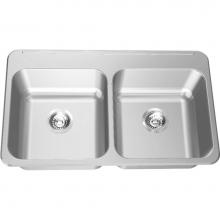 Franke Commercial Canada LBD4410P-1/1 - Double Compartment Topmount Sinks - Double, with ledge, 18 gauge