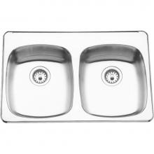 Franke Commercial Canada ALBD6405P-1 - Double Compartment Topmount Sinks - Double, with ledge, 18 gauge
